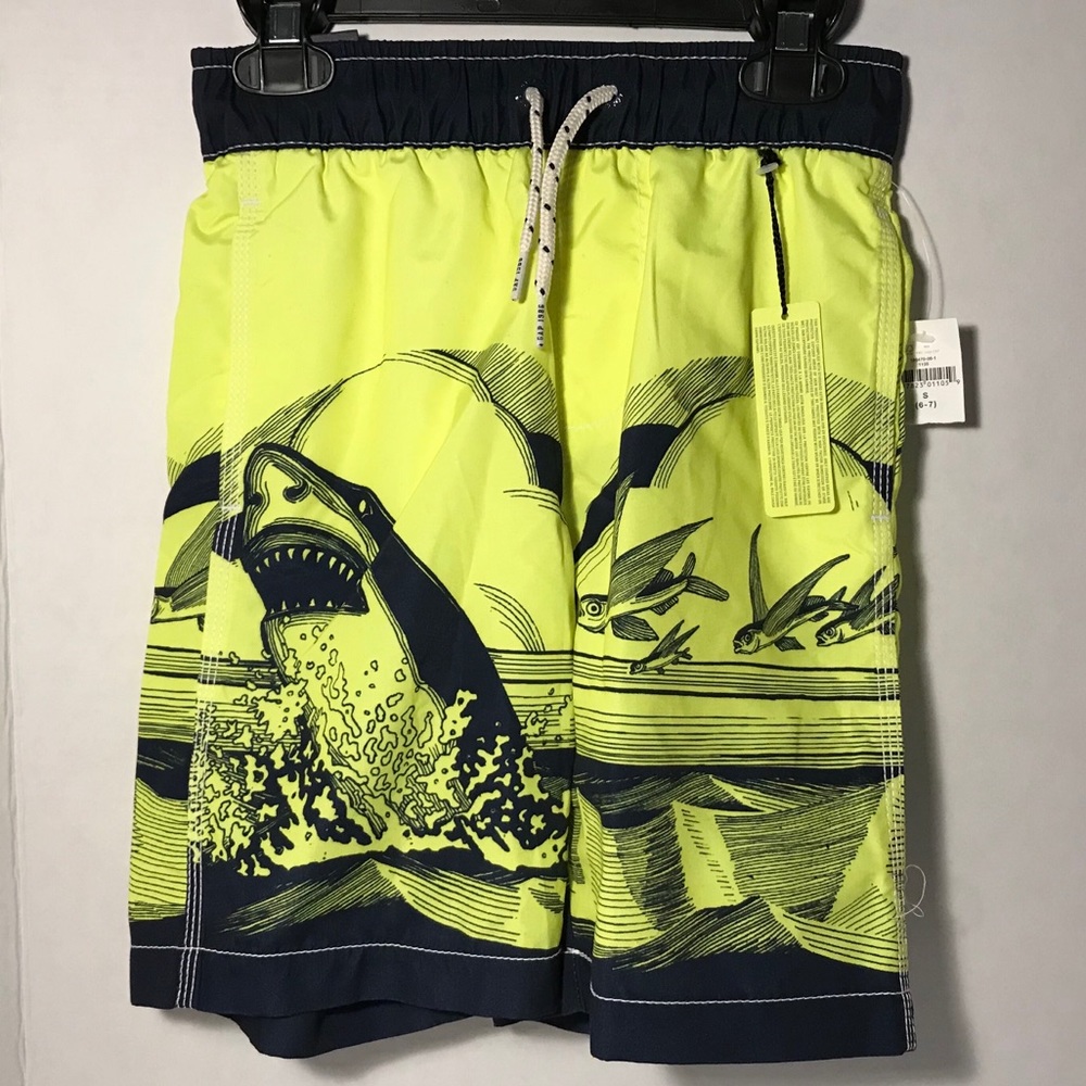 NWT GapKids Neon Yellow & Navy Blue Swim Trunks